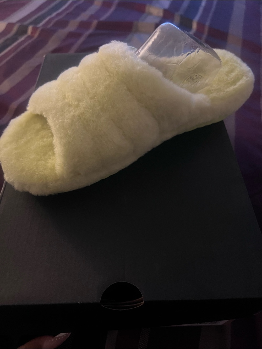 Plush Open-Toe Slide Slipper - Yellow